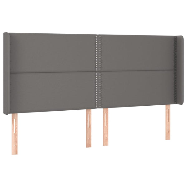 Kopfteil mit Ohren Grau 183x16x118/128 cm Kunstleder