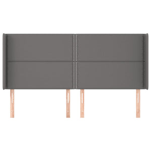 Kopfteil mit Ohren Grau 183x16x118/128 cm Kunstleder