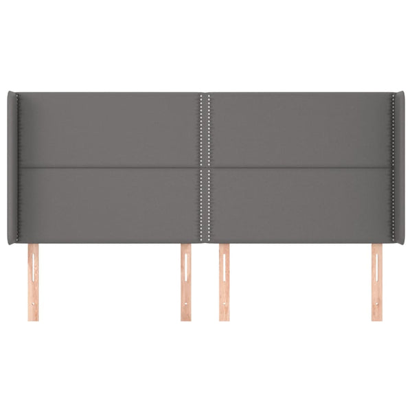 Kopfteil mit Ohren Grau 183x16x118/128 cm Kunstleder
