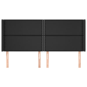 Kopfteil mit Ohren Schwarz 203x16x118/128 cm Kunstleder