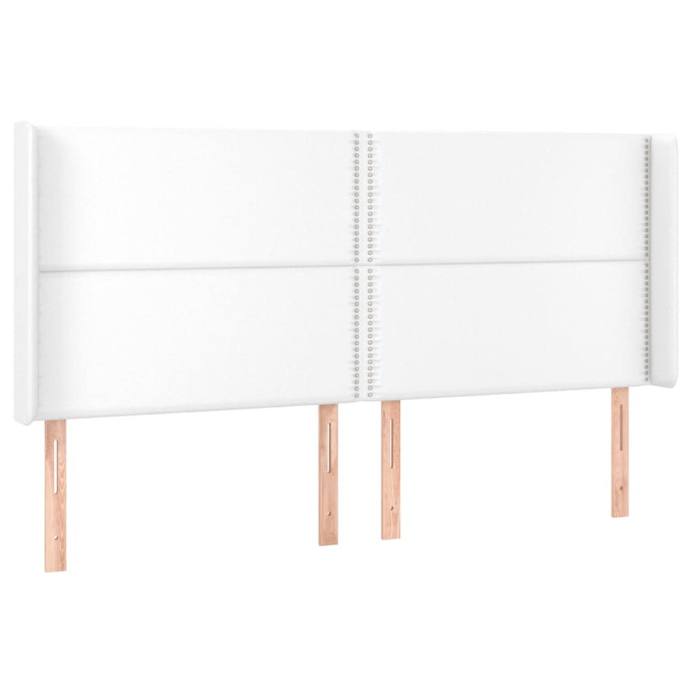 vidaXL Tête de lit à oreilles Blanc 203x16x118/128 cm Similicuir