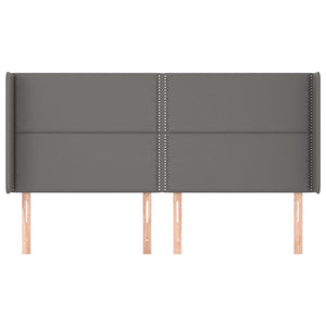 Kopfteil mit Ohren Grau 203x16x118/128 cm Kunstleder