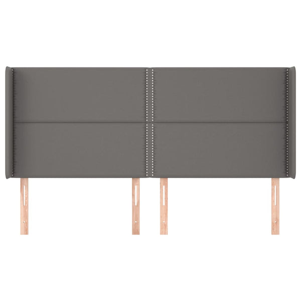 Kopfteil mit Ohren Grau 203x16x118/128 cm Kunstleder
