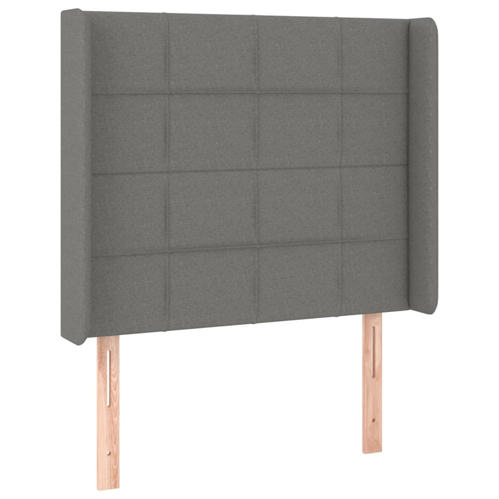 vidaXL Tête de lit à oreilles Gris foncé 83x16x118/128 cm Tissu