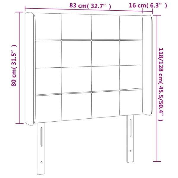 vidaXL Tête de lit à oreilles Noir 83x16x118/128 cm Tissu