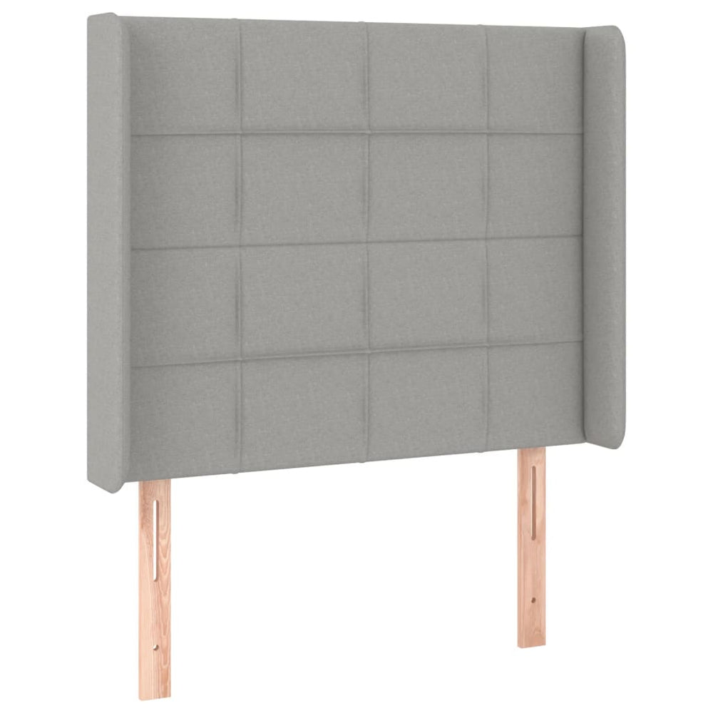 vidaXL Tête de lit à oreilles Gris clair 93x16x118/128 cm Tissu