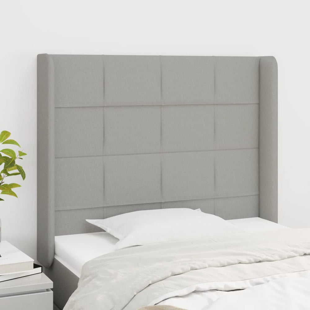 vidaXL Tête de lit à oreilles Gris clair 93x16x118/128 cm Tissu