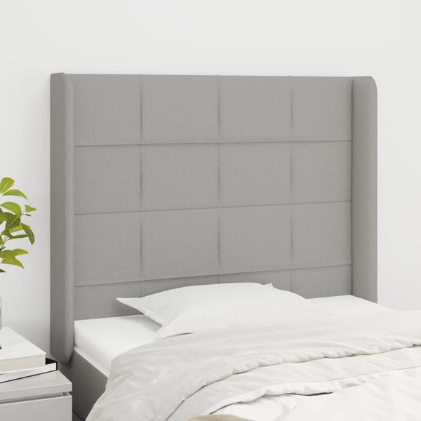 vidaXL Tête de lit à oreilles Gris clair 93x16x118/128 cm Tissu