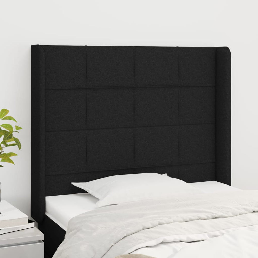 vidaXL Tête de lit à oreilles Noir 93x16x118/128 cm Tissu