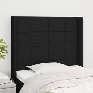vidaXL Tête de lit à oreilles Noir 93x16x118/128 cm Tissu
