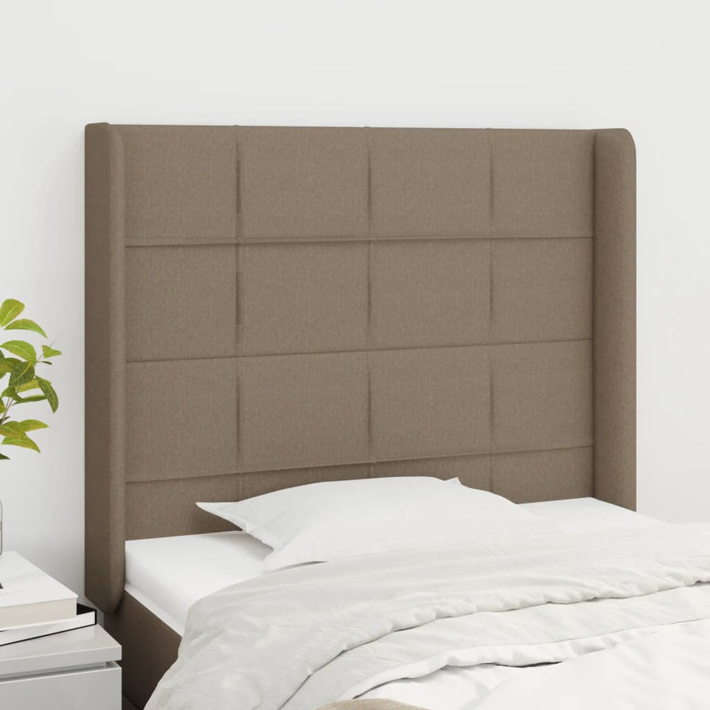 vidaXL Tête de lit à oreilles taupe 93x16x118/128 cm Tissu