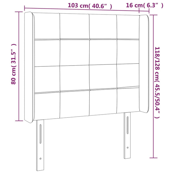 vidaXL Tête de lit à oreilles gris clair 103x16x118/128 cm Tissu