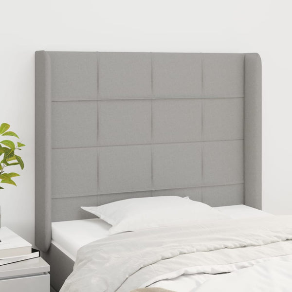 vidaXL Tête de lit à oreilles gris clair 103x16x118/128 cm Tissu