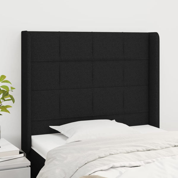 vidaXL Tête de lit à oreilles Noir 103x16x118/128 cm Tissu