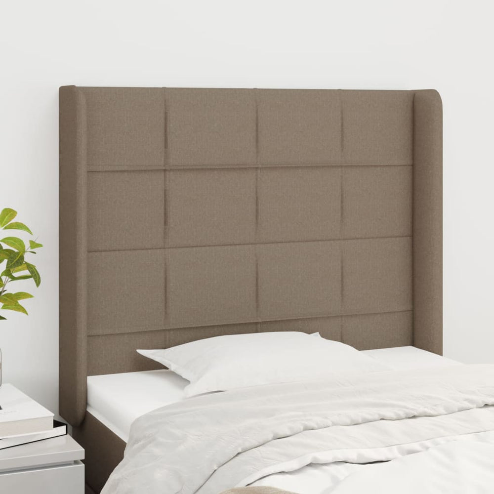 vidaXL Tête de lit à oreilles Taupe 103x16x118/128 cm Tissu