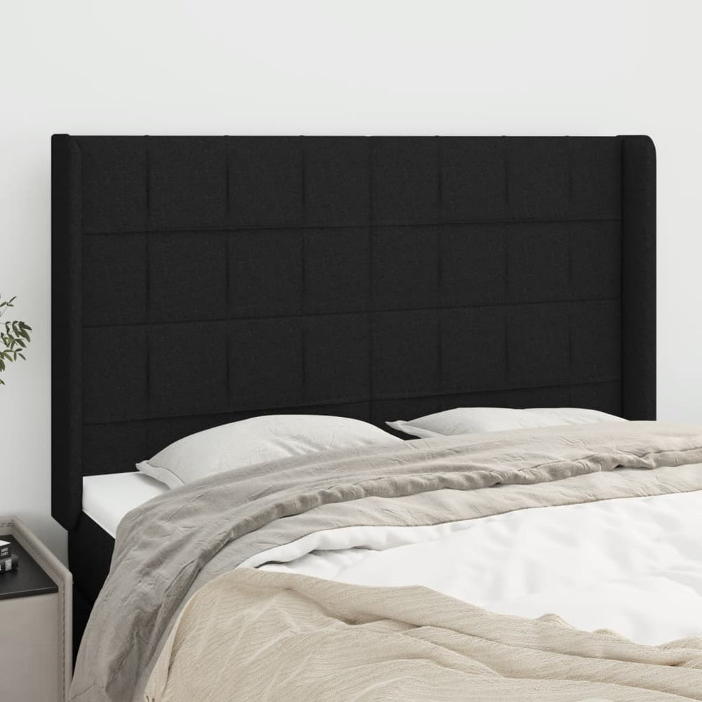 vidaXL Tête de lit à oreilles noire 147x16x118/128 cm Tissu