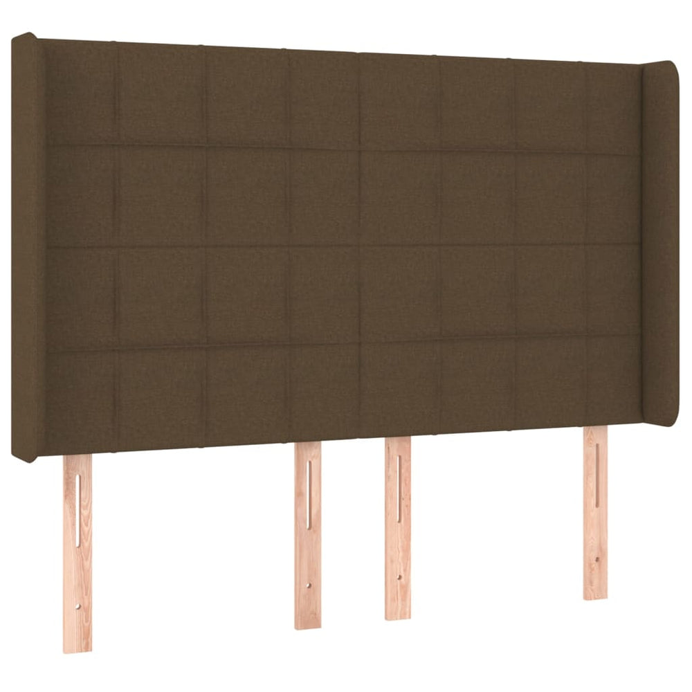 vidaXL Tête de lit à oreilles Marron foncé 147x16x118/128 cm Tissu