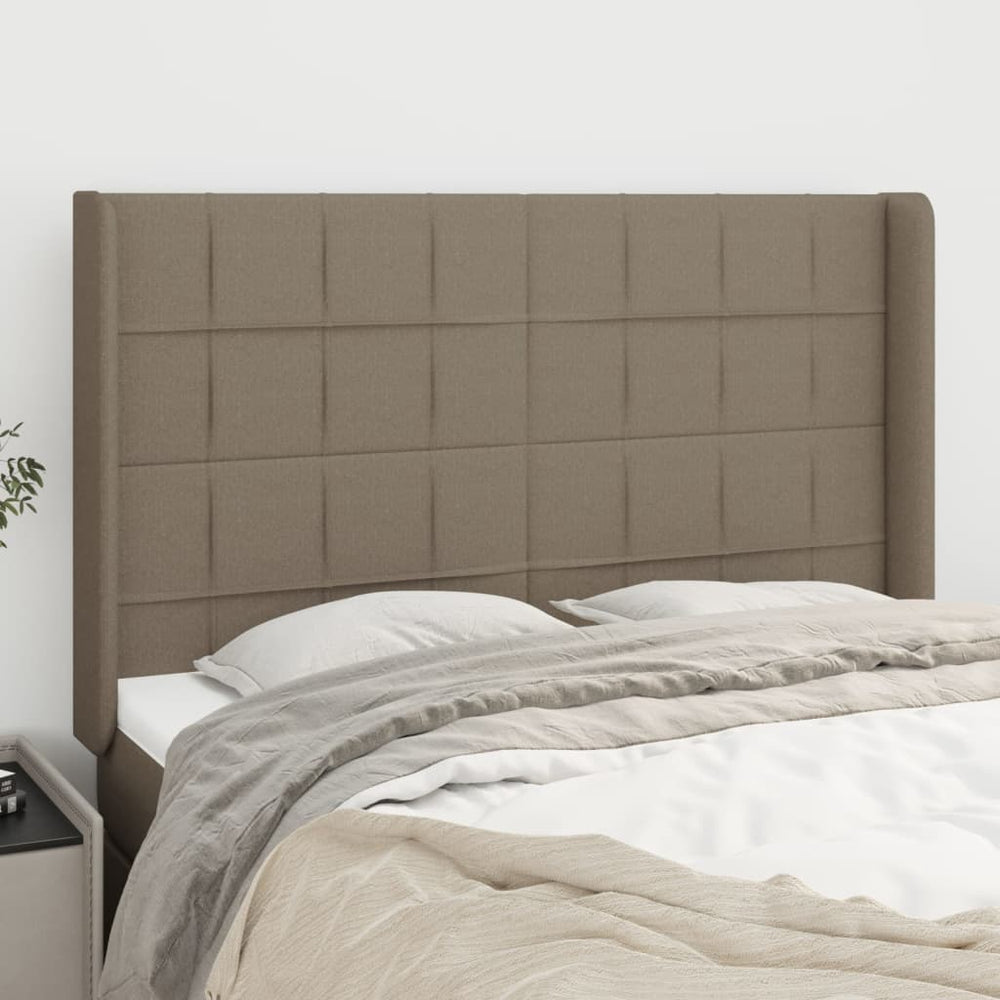vidaXL Tête de lit à oreilles taupe 147x16x118/128 cm tissu