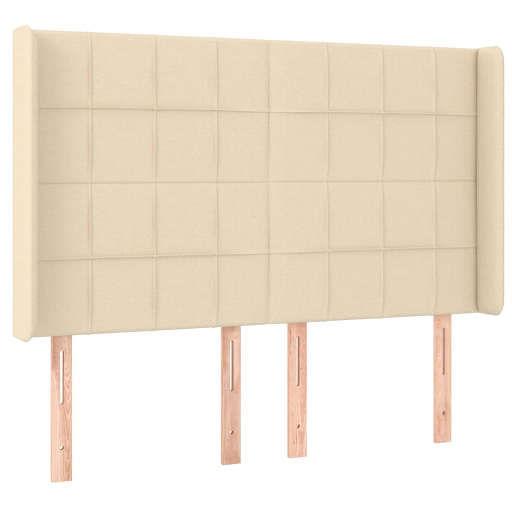 vidaXL Tête de lit à oreilles Crème 147x16x118/128 cm Tissu
