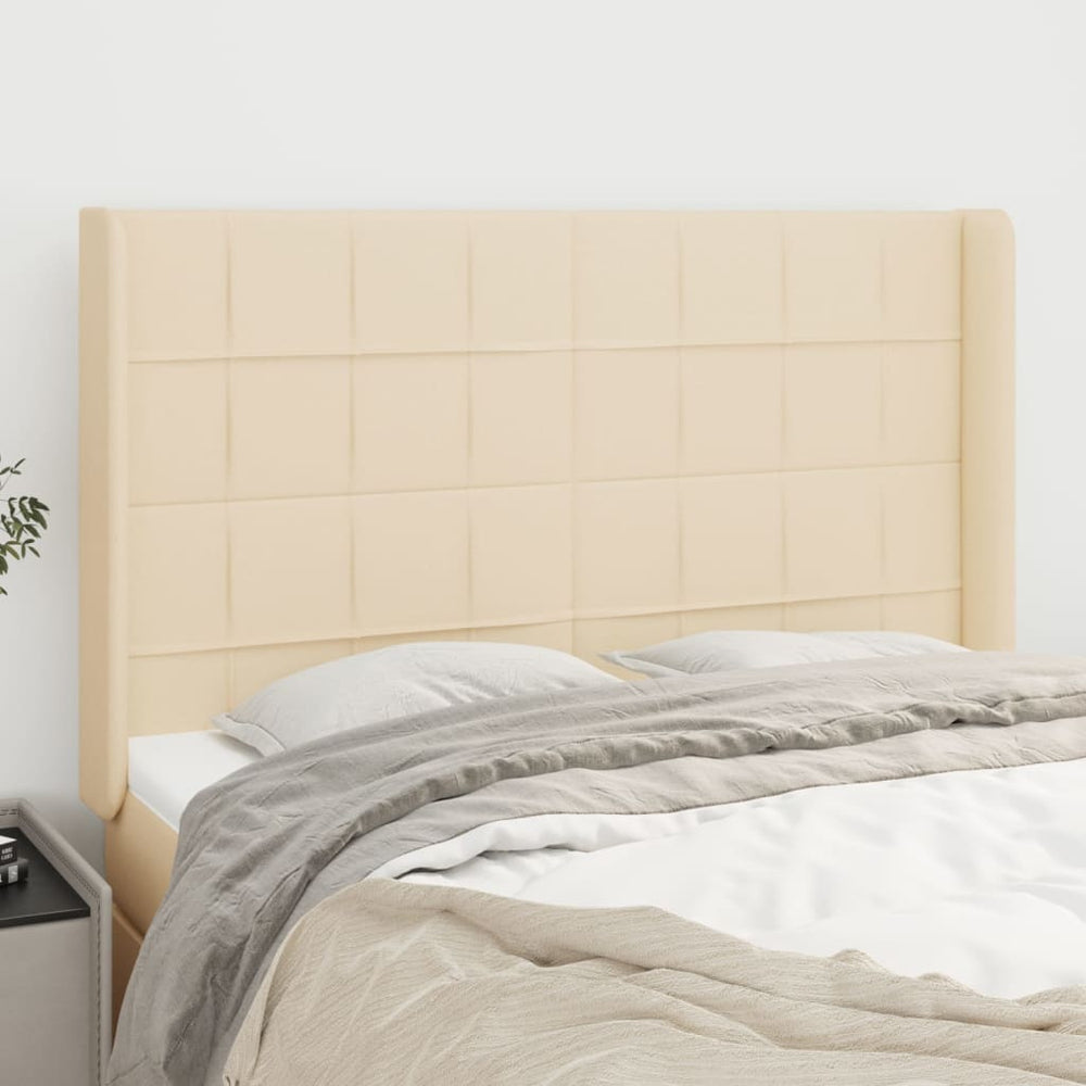 vidaXL Tête de lit à oreilles Crème 147x16x118/128 cm Tissu
