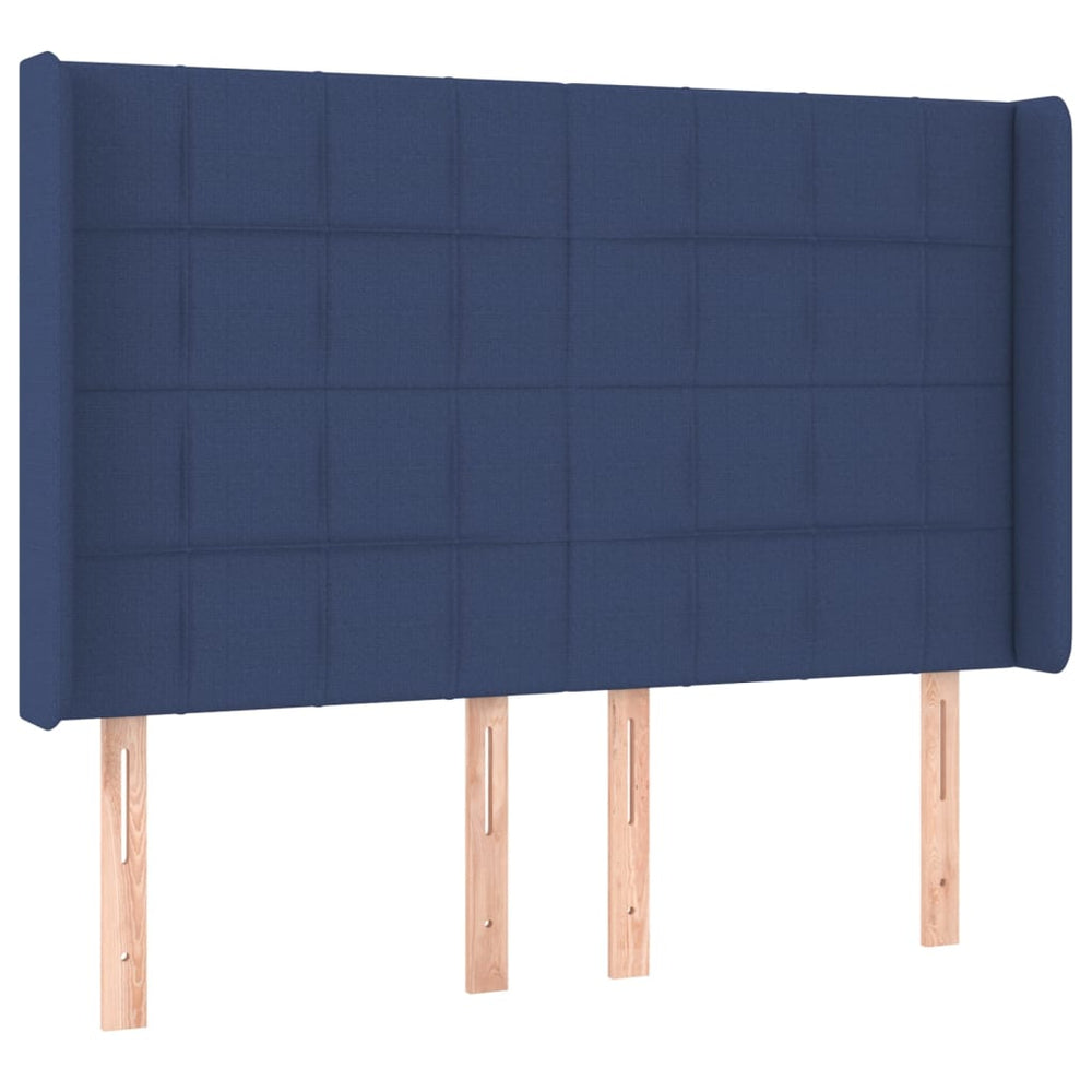 vidaXL Tête de lit à oreilles bleue 147x16x118/128 cm Tissu
