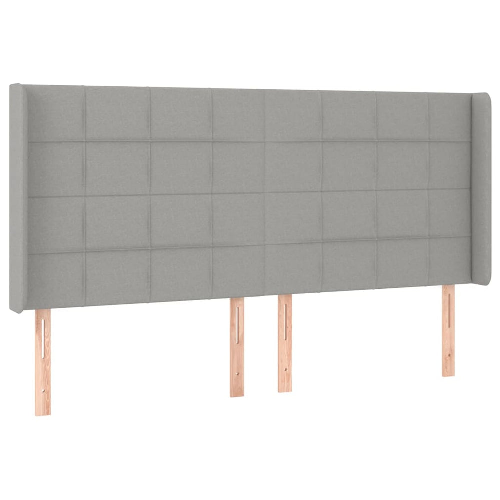 vidaXL Tête de lit à oreilles Gris clair 163x16x118/128 cm Tissu