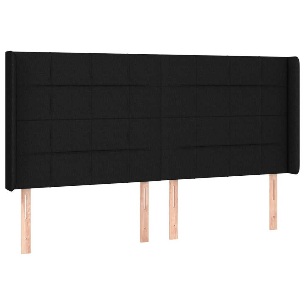 vidaXL Tête de lit à oreilles Noir 163x16x118/128 cm Tissu