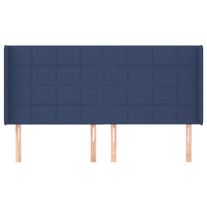 Kopfteil mit Ohren Blau 163x16x118/128 cm Stoff