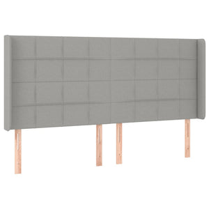 Kopfteil mit Ohren Hellgrau 183x16x118/128 cm Stoff