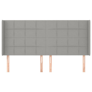 Kopfteil mit Ohren Hellgrau 183x16x118/128 cm Stoff