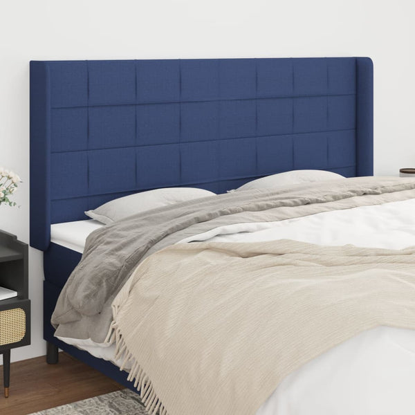 Kopfteil mit Ohren Blau 183x16x118/128 cm Stoff