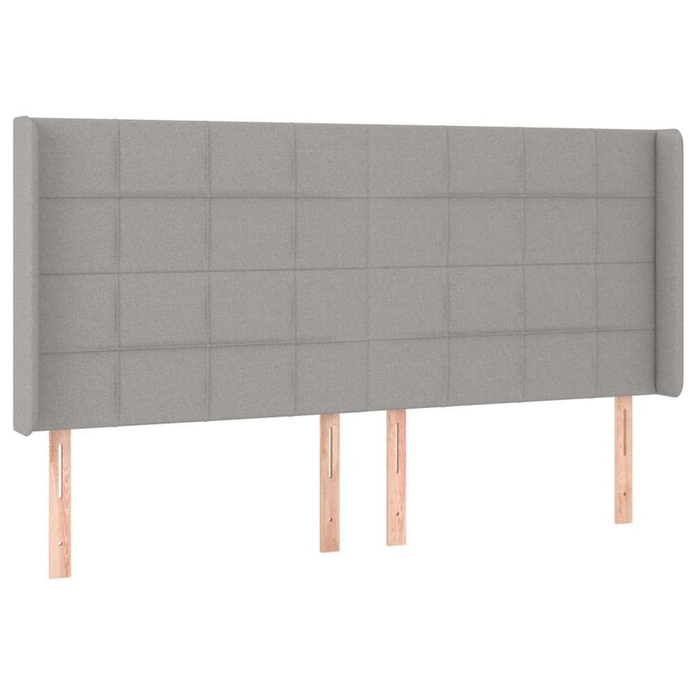 vidaXL Tête de lit à oreilles Gris clair 203x16x118/128 cm Tissu