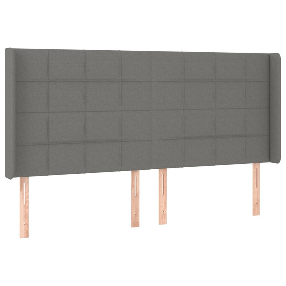 vidaXL Tête de lit à oreilles Gris foncé 203x16x118/128 cm Tissu