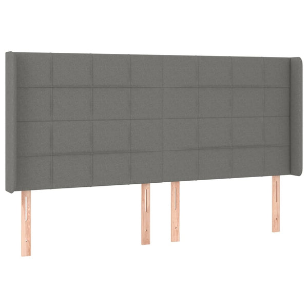 Kopfteil mit Ohren Dunkelgrau 203x16x118/128 cm Stoff