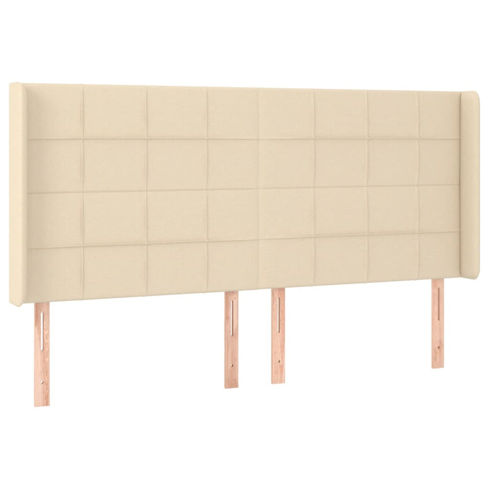 vidaXL Tête de lit avec oreilles crème 203x16x118/128 cm Tissu