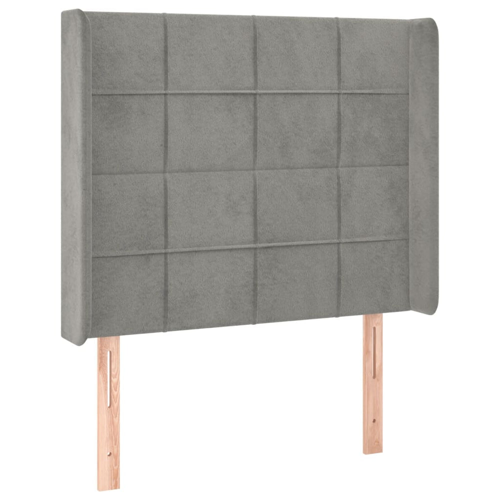 vidaXL Tête de lit à oreilles gris clair 83x16x118/128 cm Velours