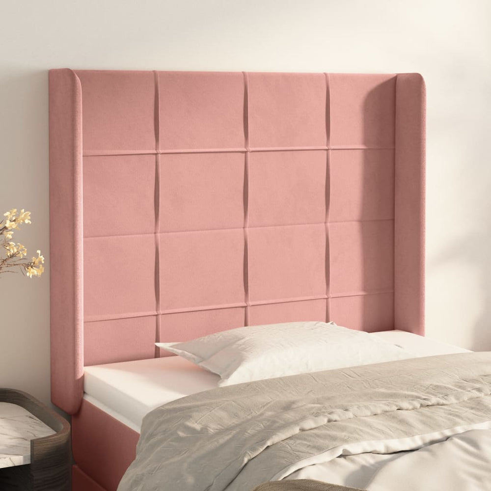 vidaXL Tête de lit à oreilles rose 83x16x118/128 cm velours