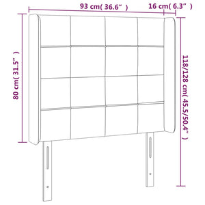 Kopfteil mit Ohren Hellgrau 93x16x118/128 cm Samt