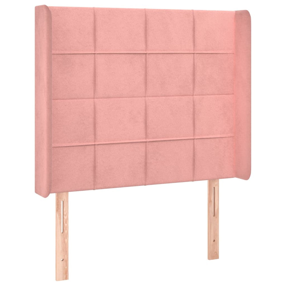 vidaXL Tête de lit à oreilles Rose 93x16x118/128 cm Velours