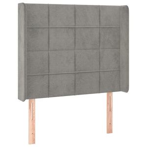 Kopfteil mit Ohren Hellgrau 103x16x118/128 cm Samt