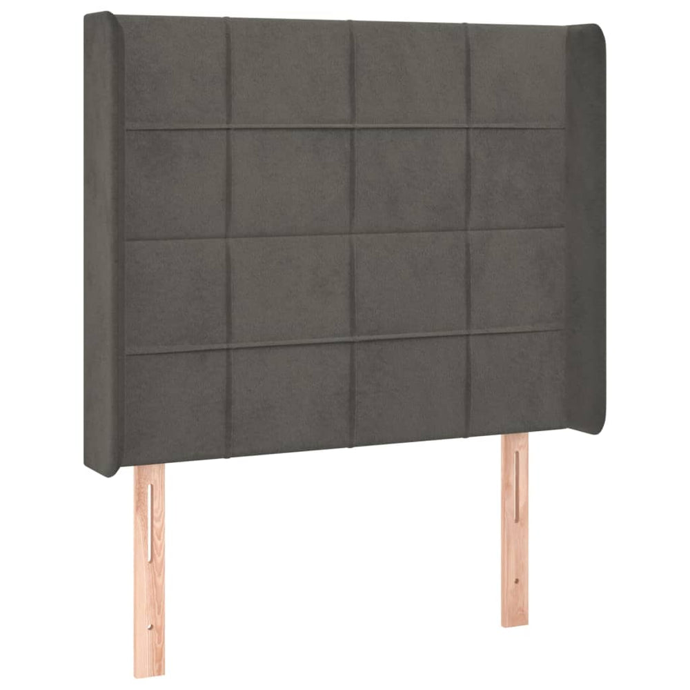 vidaXL Tête de lit à oreilles Gris foncé 103x16x118/128 cm Velours