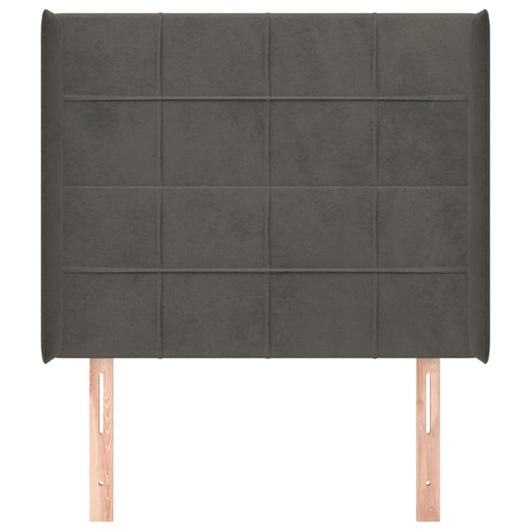 Kopfteil mit Ohren Dunkelgrau 103x16x118/128 cm Samt