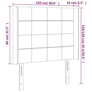 Kopfteil mit Ohren Dunkelgrau 103x16x118/128 cm Samt