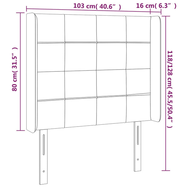 Kopfteil mit Ohren Dunkelgrau 103x16x118/128 cm Samt