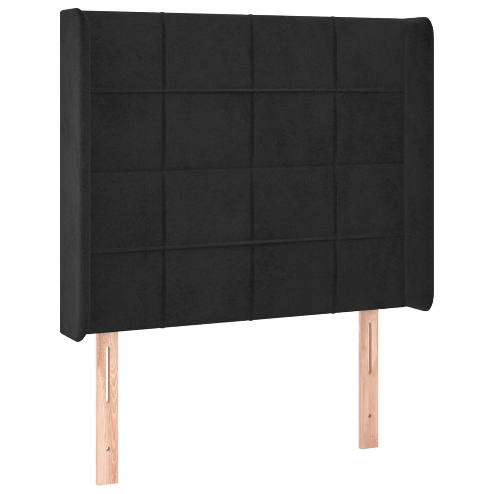 vidaXL Tête de lit à oreilles Noir 103x16x118/128 cm Velours