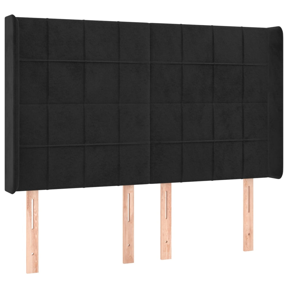 vidaXL Tête de lit à oreilles noire 147x16x118/128 cm Velours