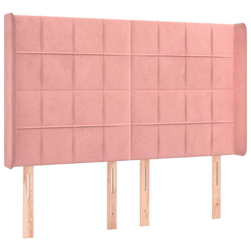 vidaXL Tête de lit à oreilles Rose 147x16x118/128 cm Velours