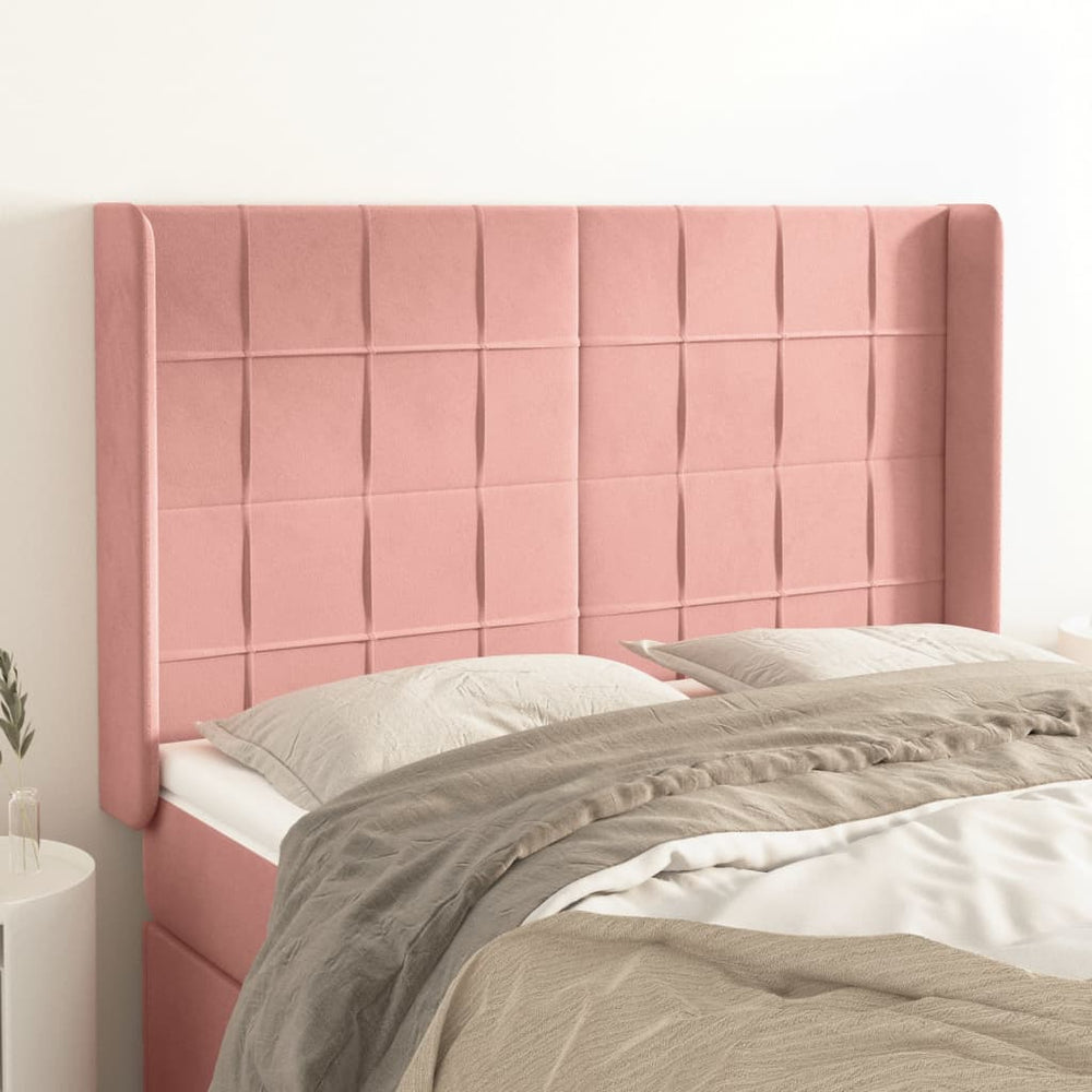vidaXL Tête de lit à oreilles Rose 147x16x118/128 cm Velours