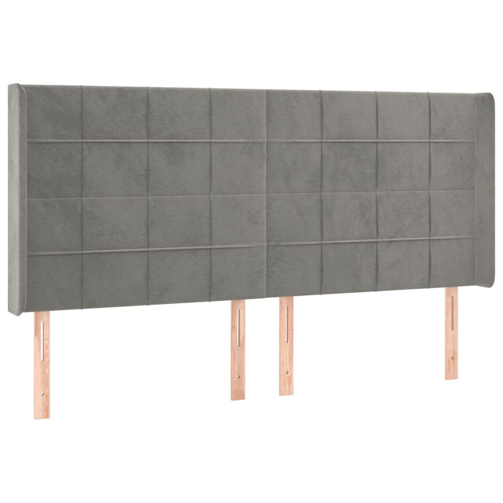 vidaXL Tête de lit à oreilles Gris clair 163x16x118/128 cm Velours