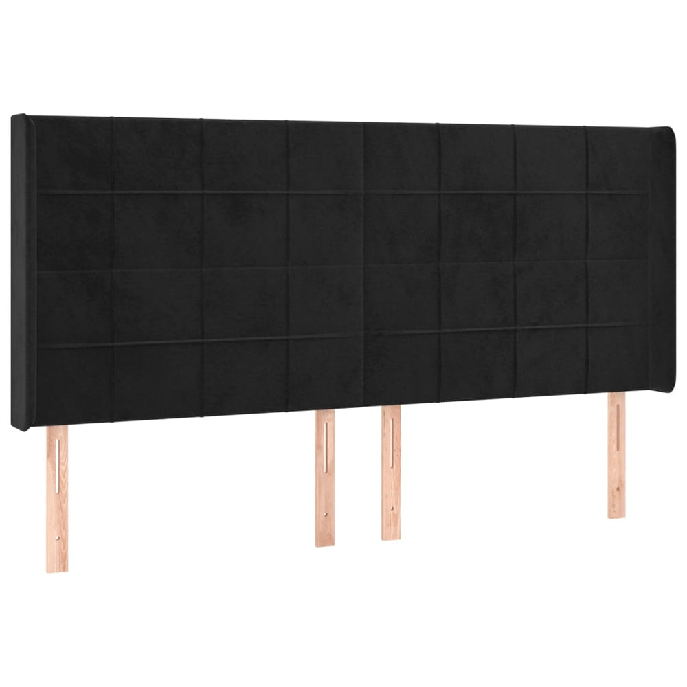 vidaXL Tête de lit à oreilles Noir 163x16x118/128 cm Velours